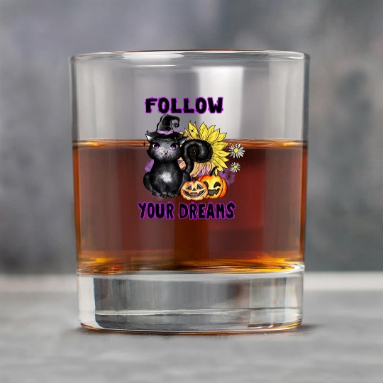 Follow Your Dreams - Black Cat Jack-O-Lantern Rock Glasses