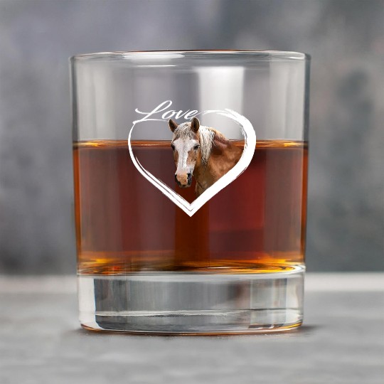 Love White Brown Horse Lover of Horses Gift Rock Glasses