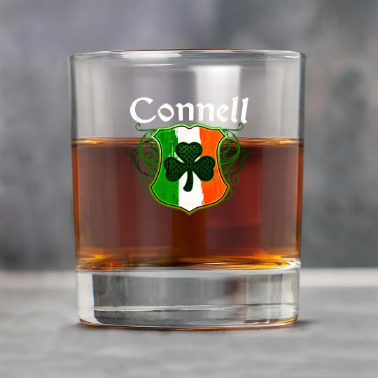 Connell Irish Surname Ireland Flag Shield Shamrock Rock Glasses