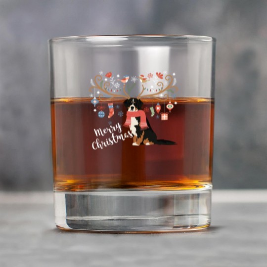 Bernese Mountain Dog Christmas Rock Glasses