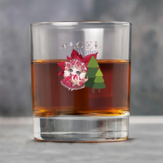 Winter Angel Christmas Tree Poinsettia Rock Glasses