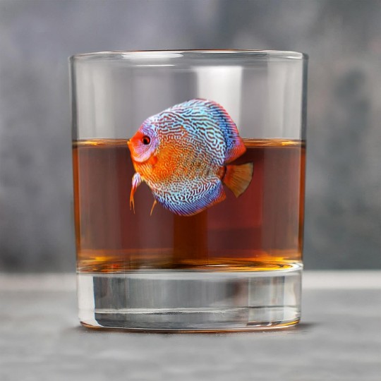 DISCUS FISH - Snakeskin, orange/blue Rock Glasses