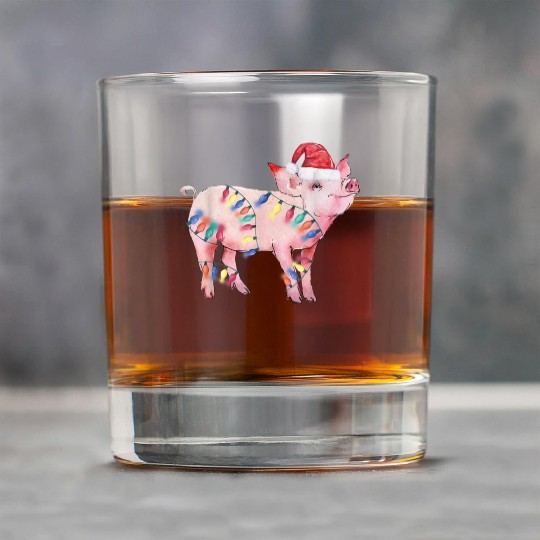 Santa Pig Christmas Lights Pig Lover Christmas Rock Glasses