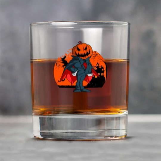 Vampire Pumpkin Head Jack O' Lantern Halloween Rock Glasses