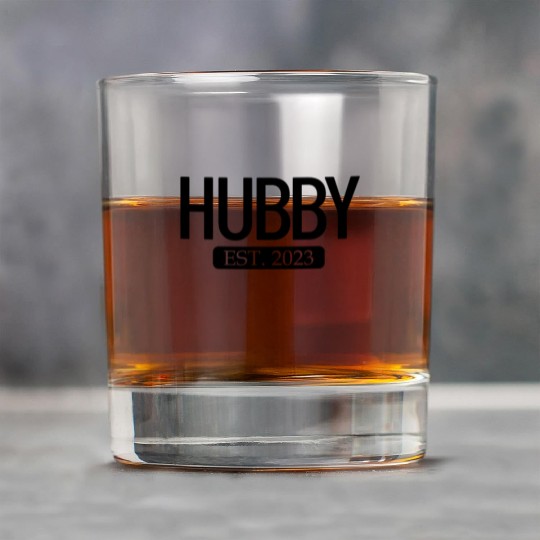 Hubby Est. 2023 Matching Couple Newlywed Marriedma Rock Glasses