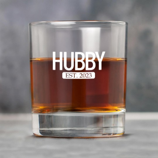 Hubby Est. 2023 Matching Couple Newlywed Marriedma Rock Glasses