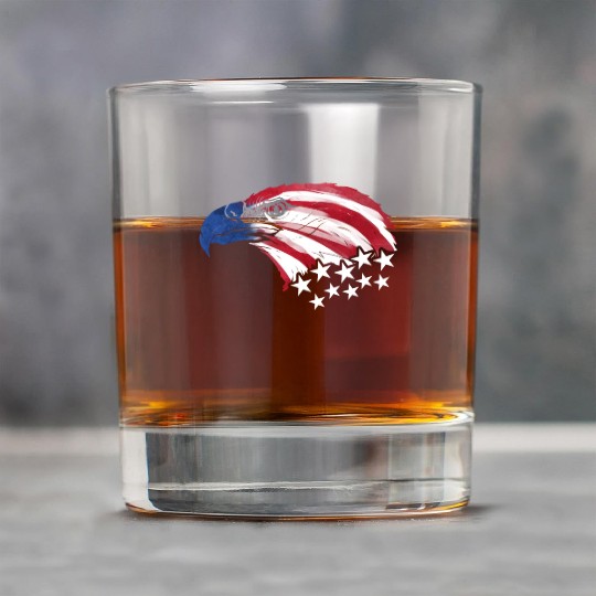 Bald Eagle US Flag Colors Patriotic 4th Of July Rock Glasses