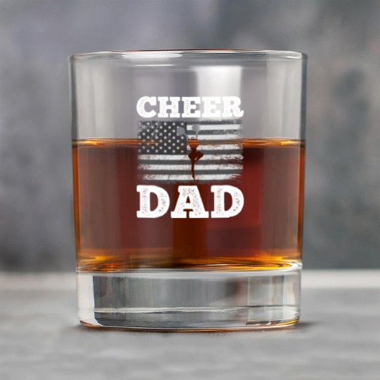 Cheer Dad American Flag Vintage Funny Cheerleader Rock Glasses