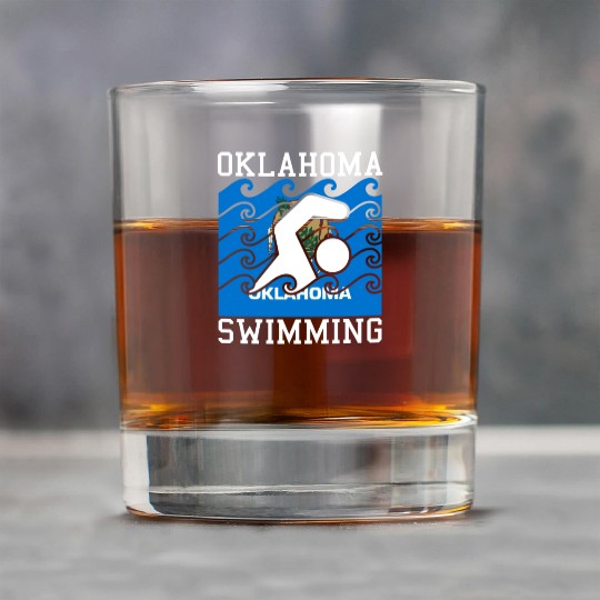 Oklahoma Flag Swimming Team Swim Swimmer US State Rock Glasses
