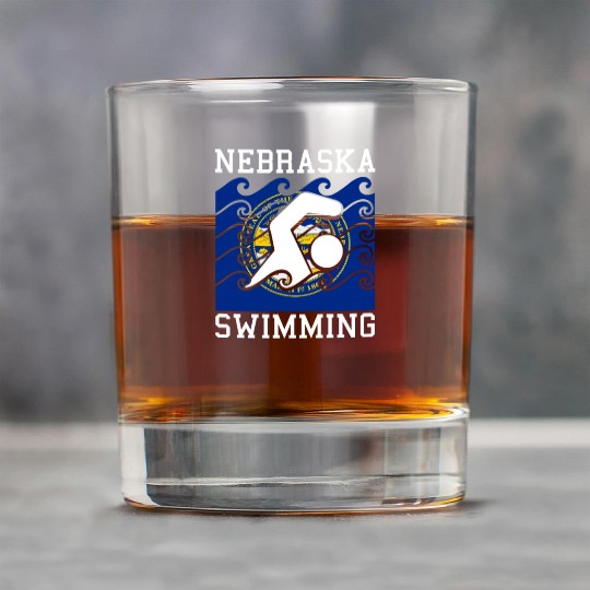 Nebraska Flag Swimming Team Swim Swimmer US State Rock Glasses