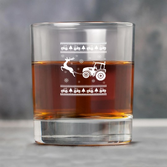 Farm Tractor Reindeer Fun Christmas Sweater Farmer Rock Glasses