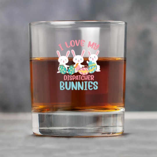 I Love My Dispatcher Bunnies Rabbit Lover Easter Rock Glasses