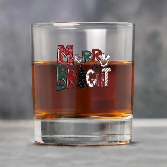 Merry And Bright Rock Glasses | Merry Christmas 2022