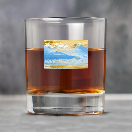 Golden Blue Mountain Lake Rock Glasses