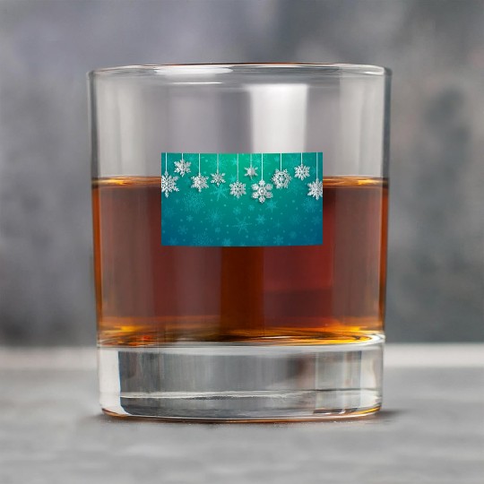 Elegant Hanging Snowflakes Teal Rock Glasses