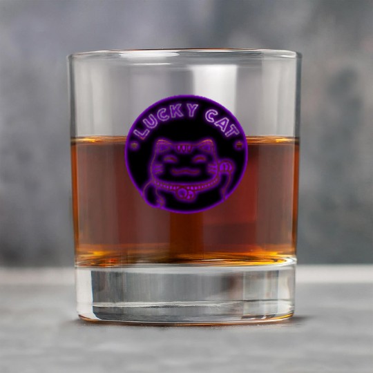 Purple neon lucky cat Rock Glasses