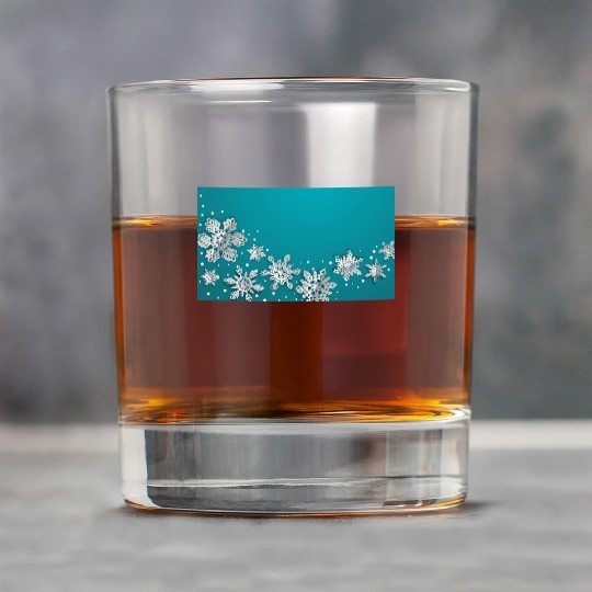 Christmas Snowflakes Teal Winter Rock Glasses
