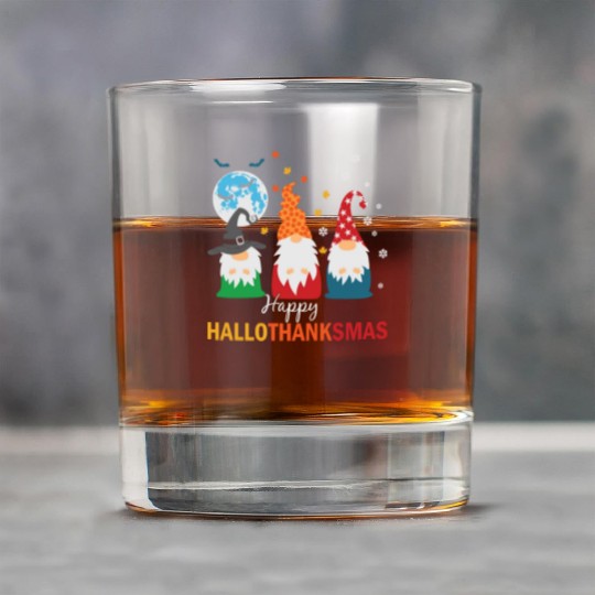 Happy Hallothanksmas Gnomes Lover Halloween Rock Glasses