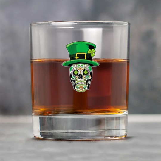 Sugar Skull | St Patricks Day of the Dead Rock Glasses