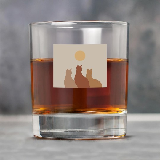 Abstract Boho Cats Relaxed Aesthetic Beige Minimal Rock Glasses