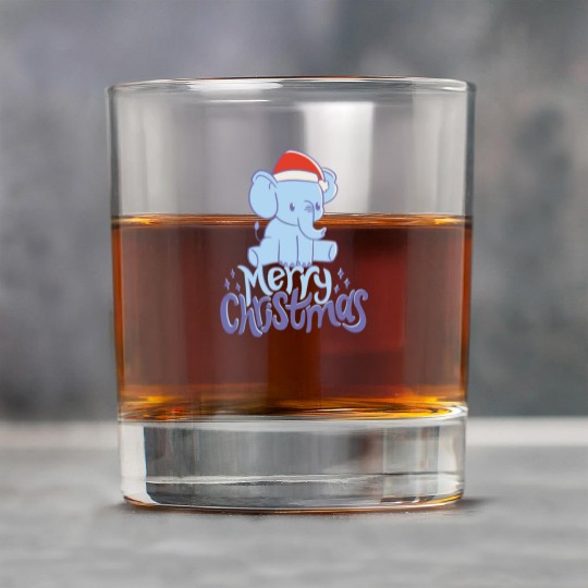 Cute Elephant In Blue For Christmas Merry X-mas Rock Glasses