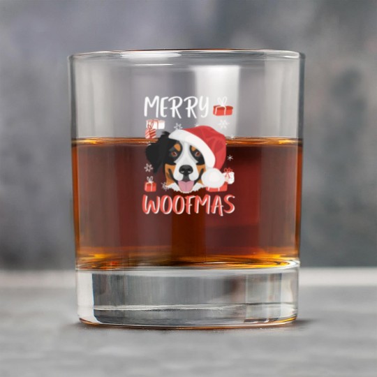 Bernese Mountain Dog Merry Christmas Rock Glasses
