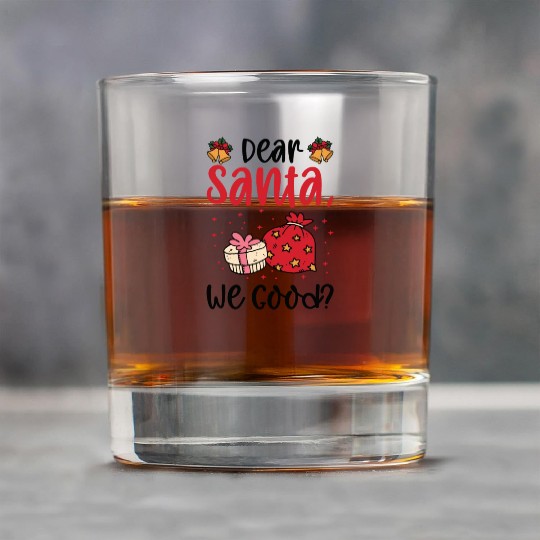 Dear Santa Christmas Holiday Typography Rock Glasses