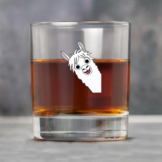 Laughing alpaca comic lama in white with big eyes Rock Glasses