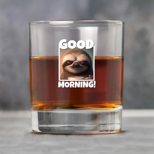3d Sloth grumpy Coffee I hate people good morning Rock Glasses