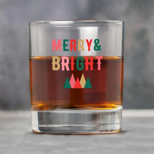 Merry and Bright retro Christmas Rock Glasses Rock Glasses