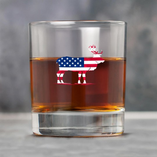 Patriotic US Flag Colored Moose Reindeer Elch Rock Glasses