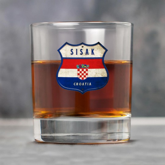 Sisak Croatia flag coat of arms design Rock Glasses