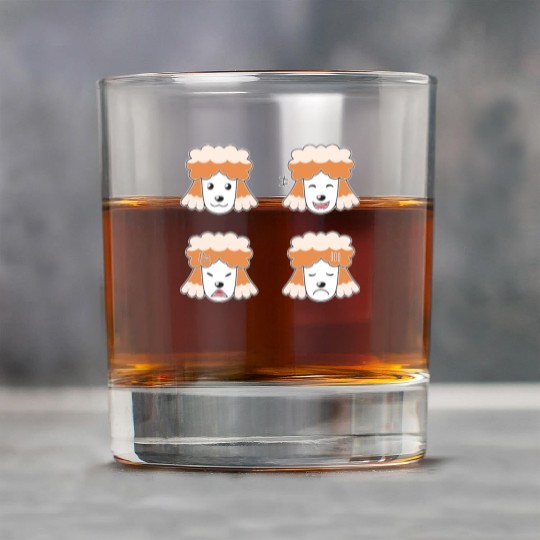 Funny Poodle Dog Cartoon Faces Rock Glasses