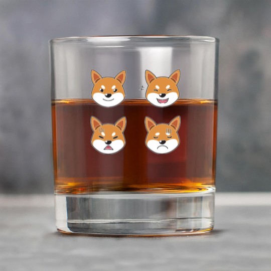 Funny Shiba Inu Dog Cartoon Faces Rock Glasses