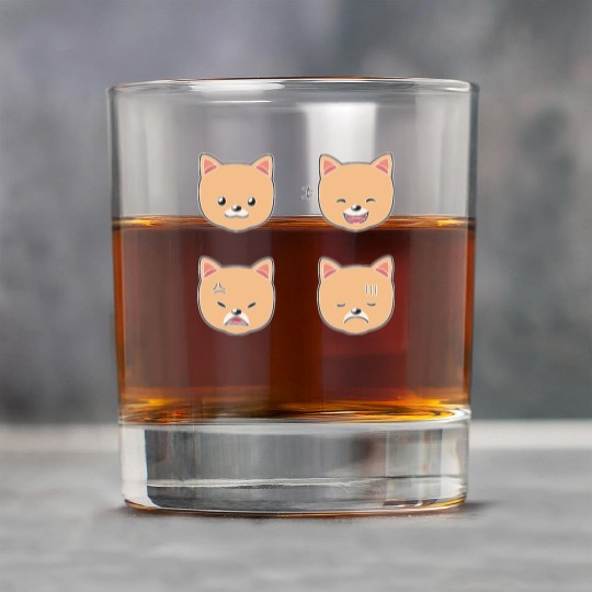 Funny Pomeranian Dog Cartoon Faces Rock Glasses