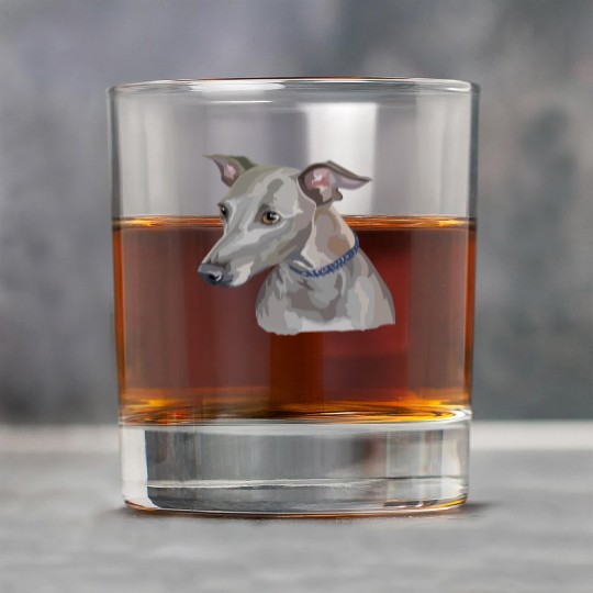 Cute Italian Greyhound Dog Watercolor Painting Rock Glasses
