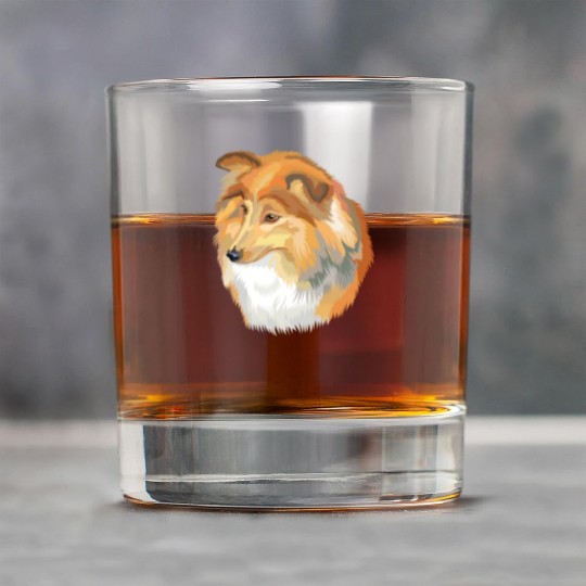 Cute Sheltie Dog Watercolor Painting Rock Glasses