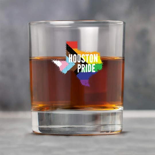 Houston Pride Gay Lesbian Queer Texas Rainbow Flag Rock Glasses