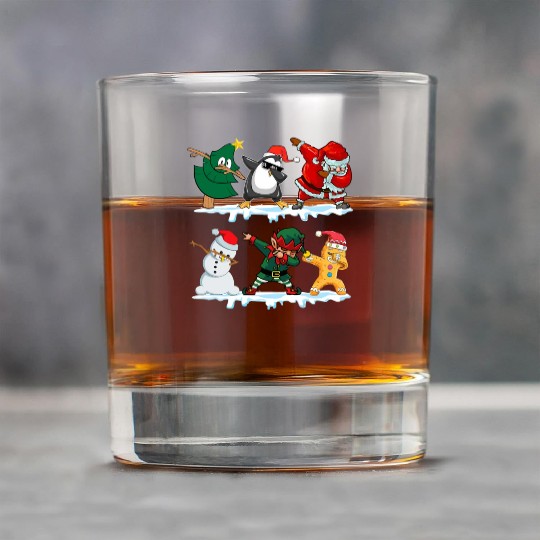 Dabbing Santa Elf Friends Funny Christmas Dabs Rock Glasses