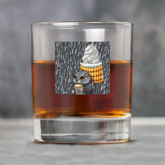 my happy cut cat love ice cream Rock Glasses