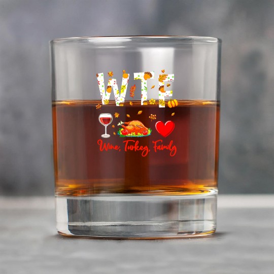Wine Turkey Family WTF Funny Thanksgiving Rock Glasses