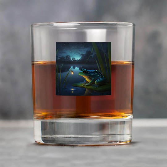 Frog and Firefly Friends on the Pond at Night Rock Glasses
