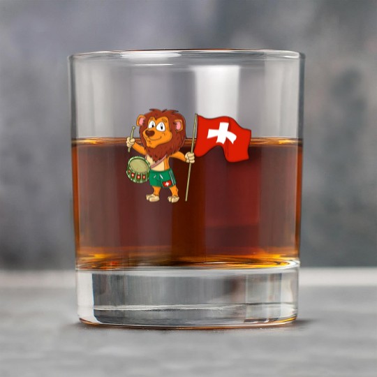 Lion with the Switzerland flag Rock Glasses
