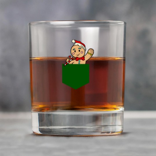 Christmas gingerbread man in breast pocket gift Rock Glasses