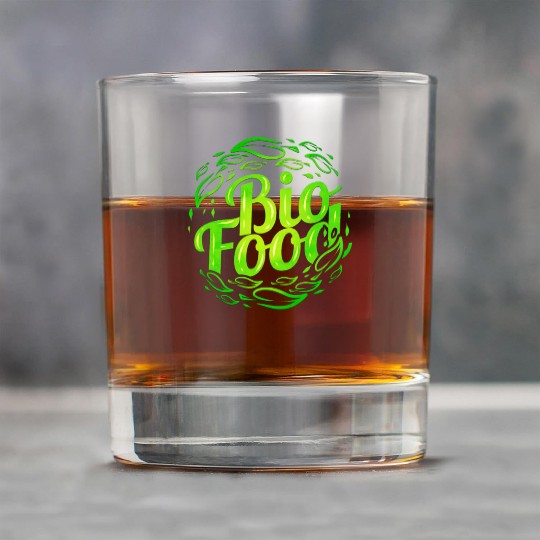 Green Bio Food Logo For Vegetarian And Vegan Rock Glasses