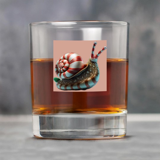 Candy Cane Christmas red and white striped Snail Rock Glasses