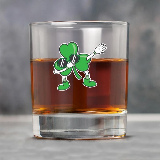 Dabbing Shamrock St Patrick's Day Lucky Clover Rock Glasses
