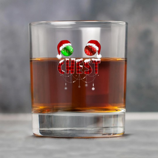 Chest Nuts Christmas Funny Matching Couple Rock Glasses