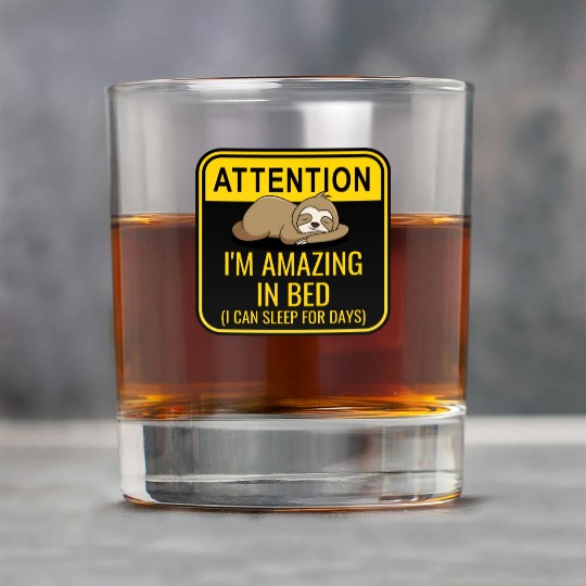 Amazing in Bed Sloth Hibernation Attention Warning Rock Glasses