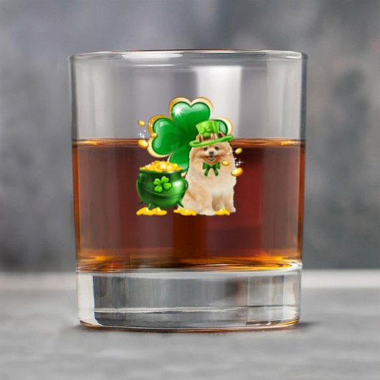 Pomeranian Dog Shamrock St Patricks Day Rock Glasses